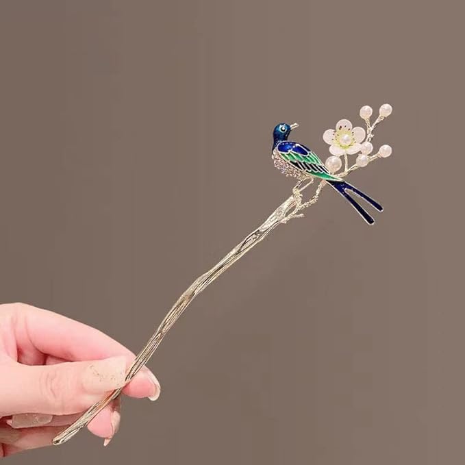 03 Romantic Bird & Flower Hair Stick