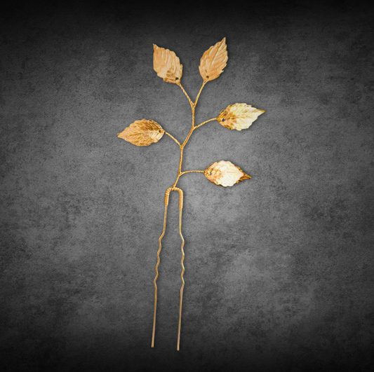 00 Autumn Gold Leaves Hair Pin – Medium