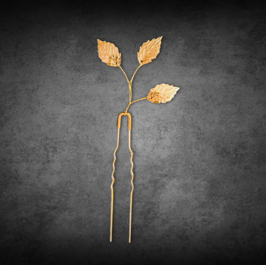 00 Autumn Gold Leaves Hair Pin – Small