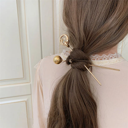 03 Elegant Bead Metal Bun Stick