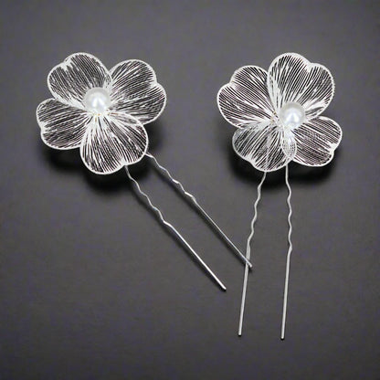 00 Wired Flower Haarpinnen (2x)